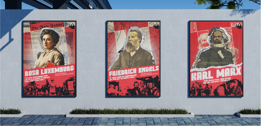 MML Rebranding - Marx Memorial Library poster wall mockup